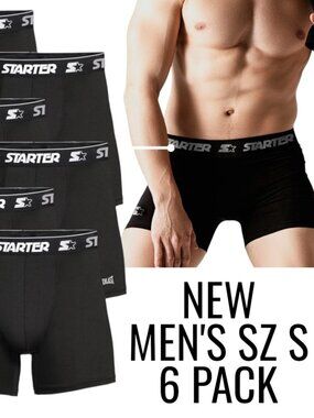 NEW Starter Men’s Active Performance Boxer Briefs Underwear 6 Pack Set of 6 S Si